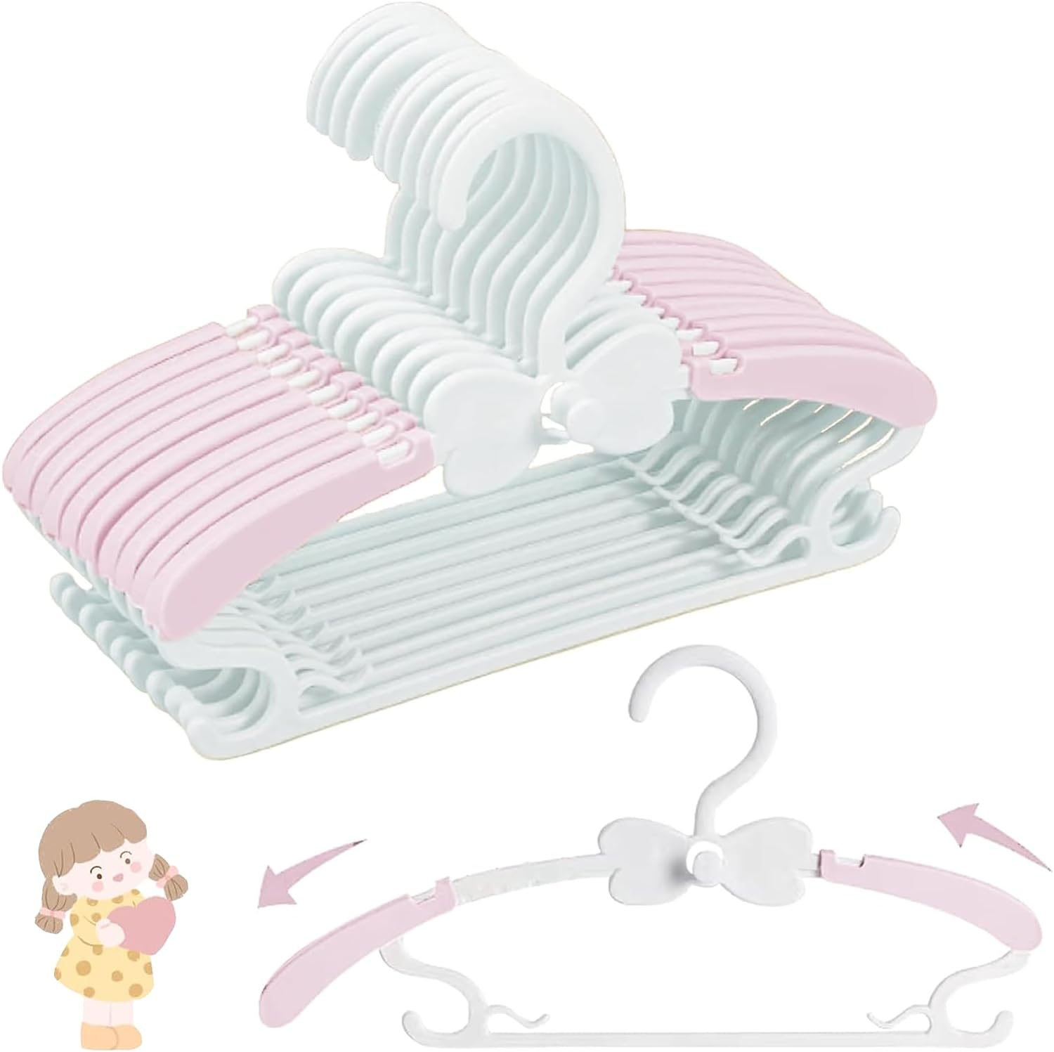 Baby Hangers, Baby Clothes Hangers, Adjustable Baby & Kids Hangers, Hangers -Pack of 20 Baby Hangers, Baby Clothes Hangers, Adjustable Baby & Kids Hangers, Hangers -Pack of 20